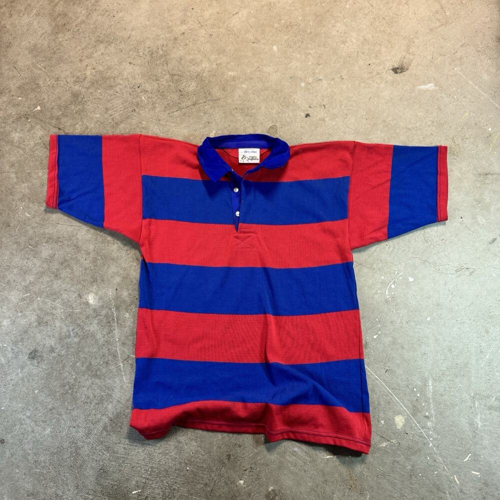 Vintage Halbro Rugby Imports Cotton Rugby Polo Shirt Striped M Made In USA